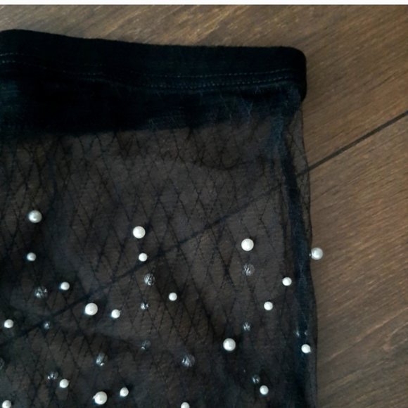 Mesh Pearl Decorated Leggings - Picture 2 of 4